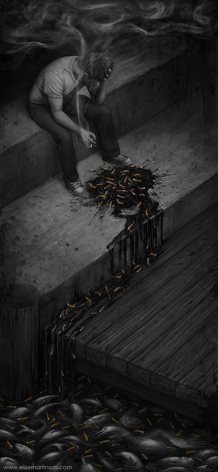 Art toppling tobacco contest entry by Elise Martinson