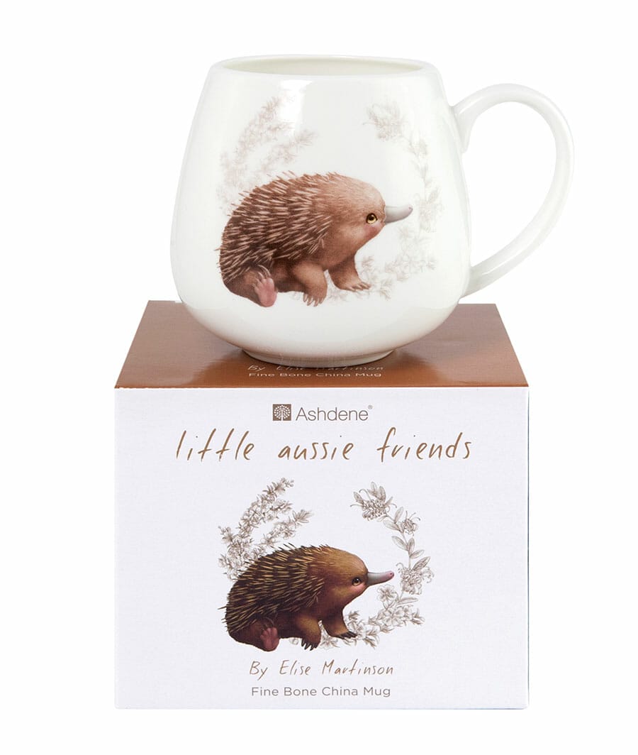 Picture of Little Aussie Friends article showing baby Australian animal tableware - echidna mug
