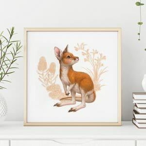 Kangaroo art print in frame