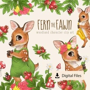 Woodland Character Clipart - Fern the Fawn