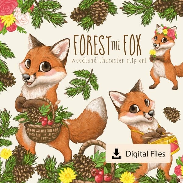 Woodland Characters - Forest the Fox Clip Art