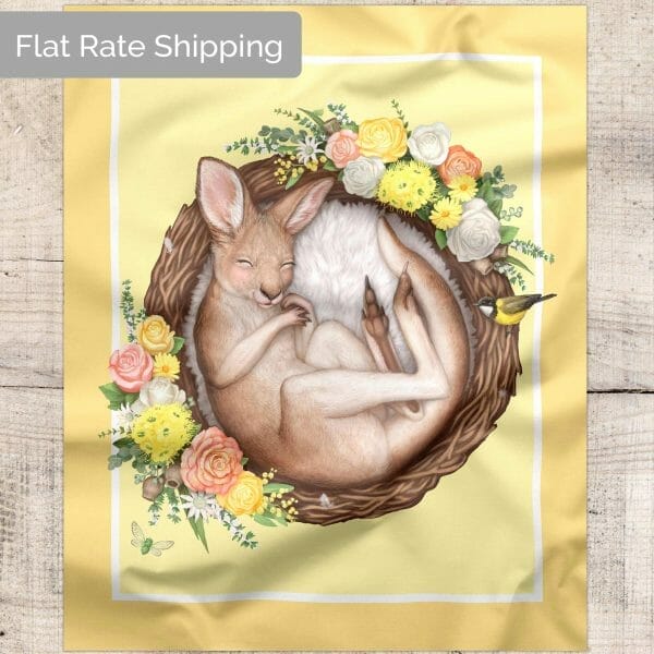 Kangaroo Fabric Quilt Panel - Native Nursery
