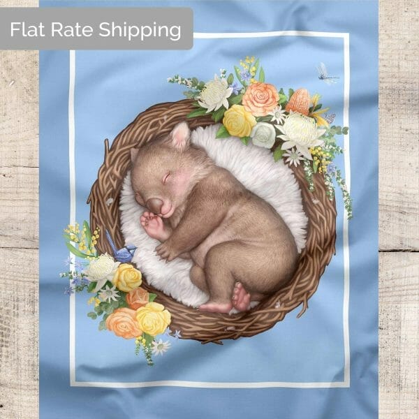Wombat Fabric Quilt Panel - Native Nursery