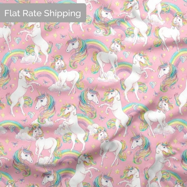 Unicorn Fabric - Unicorn Print - Pink - 50cm