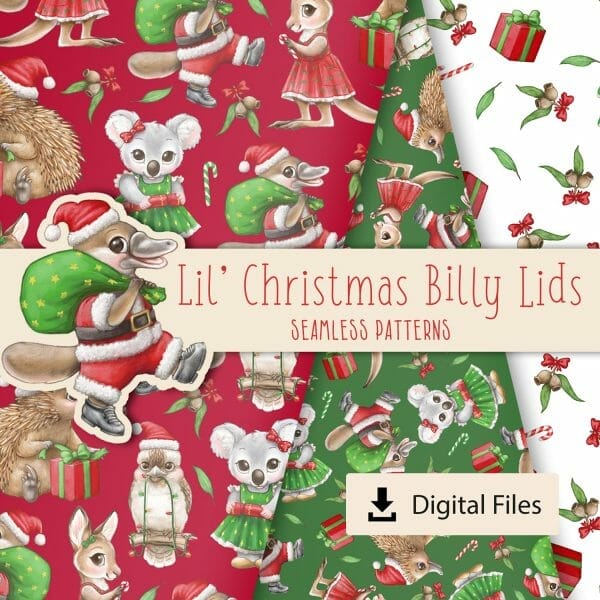 Christmas Billy Lids Clipart Seamless Patterns