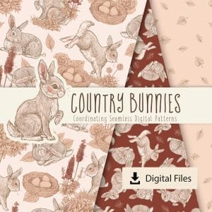 Cover image of Country Bunnies seamless clipart pack