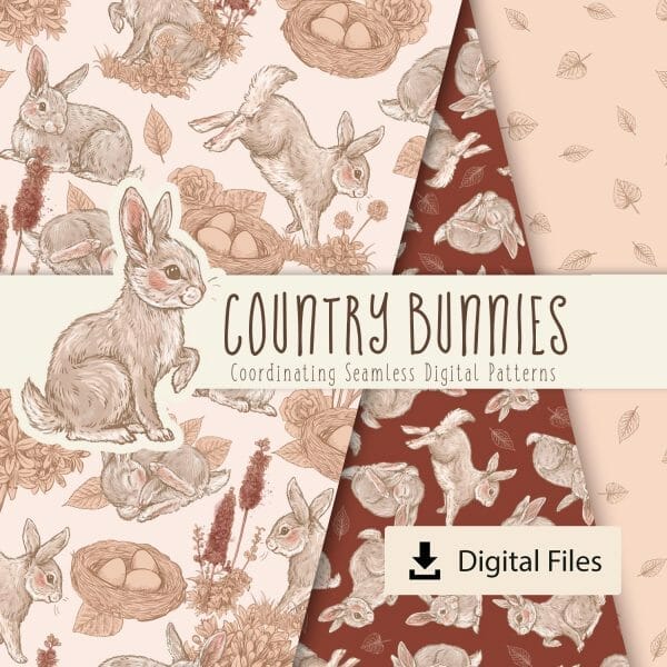 Cover image of Country Bunnies seamless clipart pack