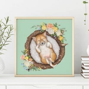 Art print of sleeping baby dingo