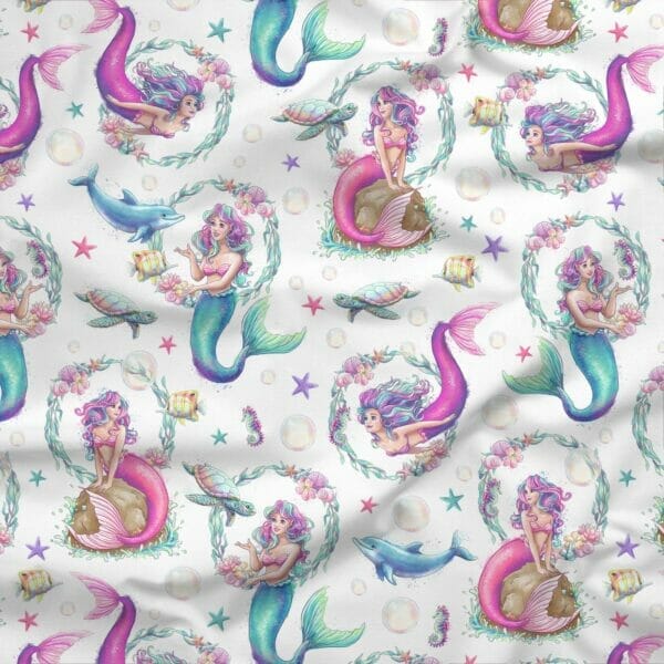 Mermaid Fabric - White - 50cm