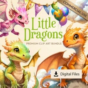 Image showcasing the little dragons clipart bundle