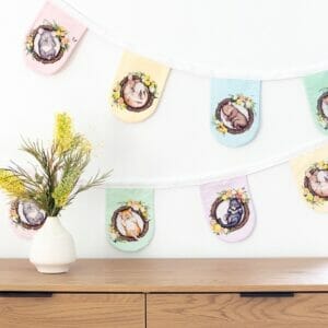 Australian animal bunting flags displayed on a wall